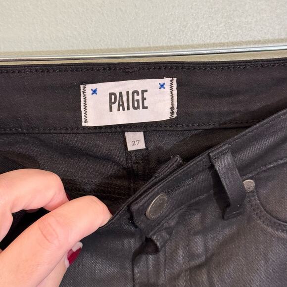 Paige Verdugo Ankle Jeans Women 27 Black Silk Slim Ultra Skinny Low Rise Stretch - Picture 5 of 9